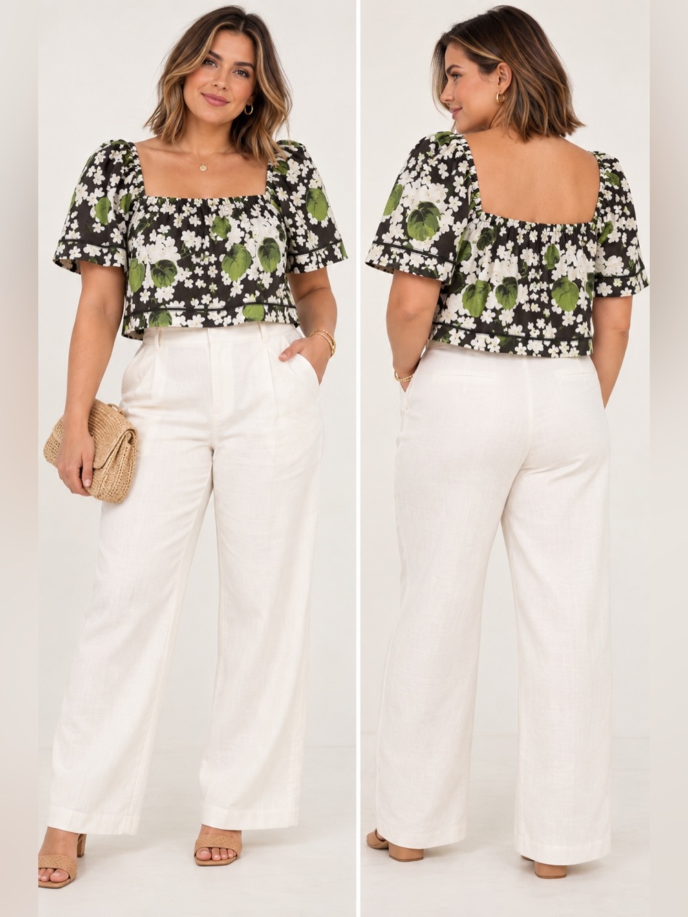 NWT | Tuckernuck | Noir Hydrangea Blooms Luna Crop Top - Size XXL